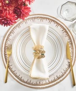 Kim Seybert Enamor Placemat In White & Gold, Set Of 4