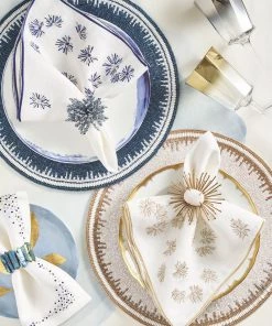 Kim Seybert Flora Napkin In White & Navy, Set Of 4