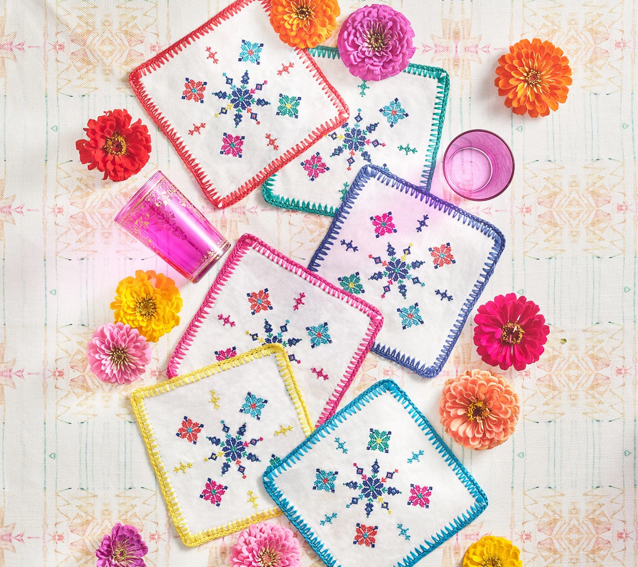 Kim Seybert Fez Cocktail Napkins In Multi, Set Of 6 In A Gift Box