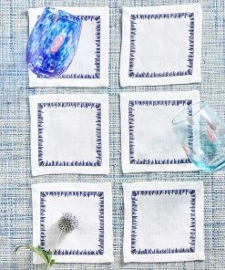 Kim Seybert Filament Cocktail Napkins In Navy, Set Of 6 In A Gift Box