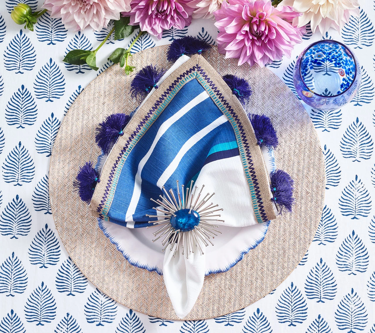 Kim Seybert Glam Grass Placemat In Natural & Silver, Set Of 4