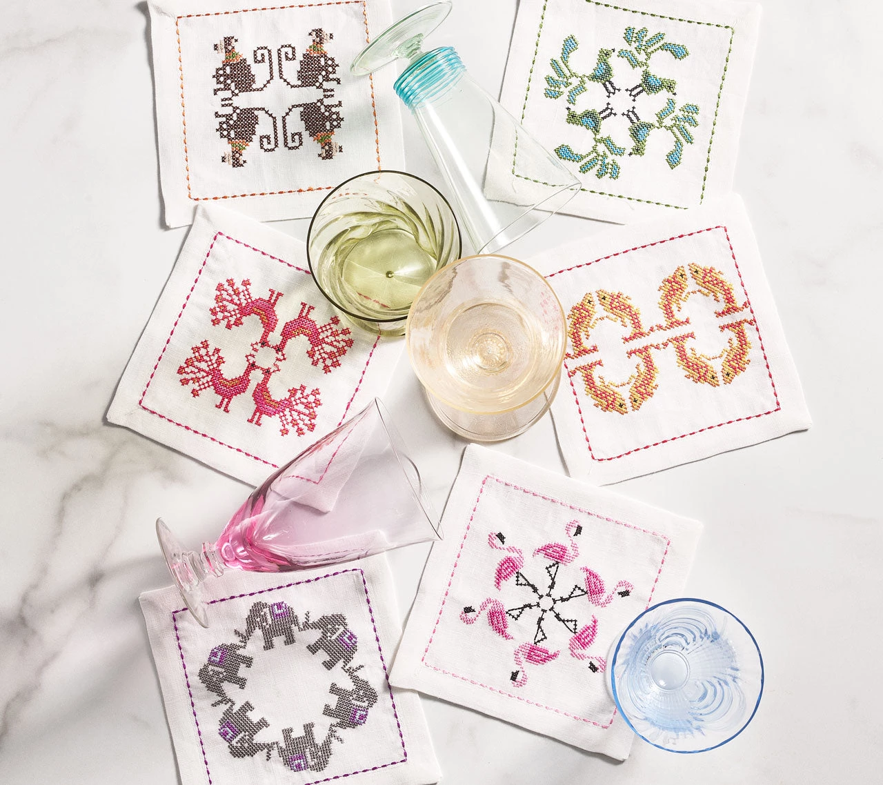 Kim Seybert Menagerie Cocktail Napkins In Multi, Set Of 6 In A Gift Box