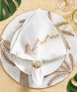 Kim Seybert Palm Coast Placemat In Ivory & Natural & Gold, Set Of 2