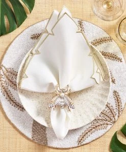 Kim Seybert Palm Coast Placemat In Ivory & Natural & Gold, Set Of 2