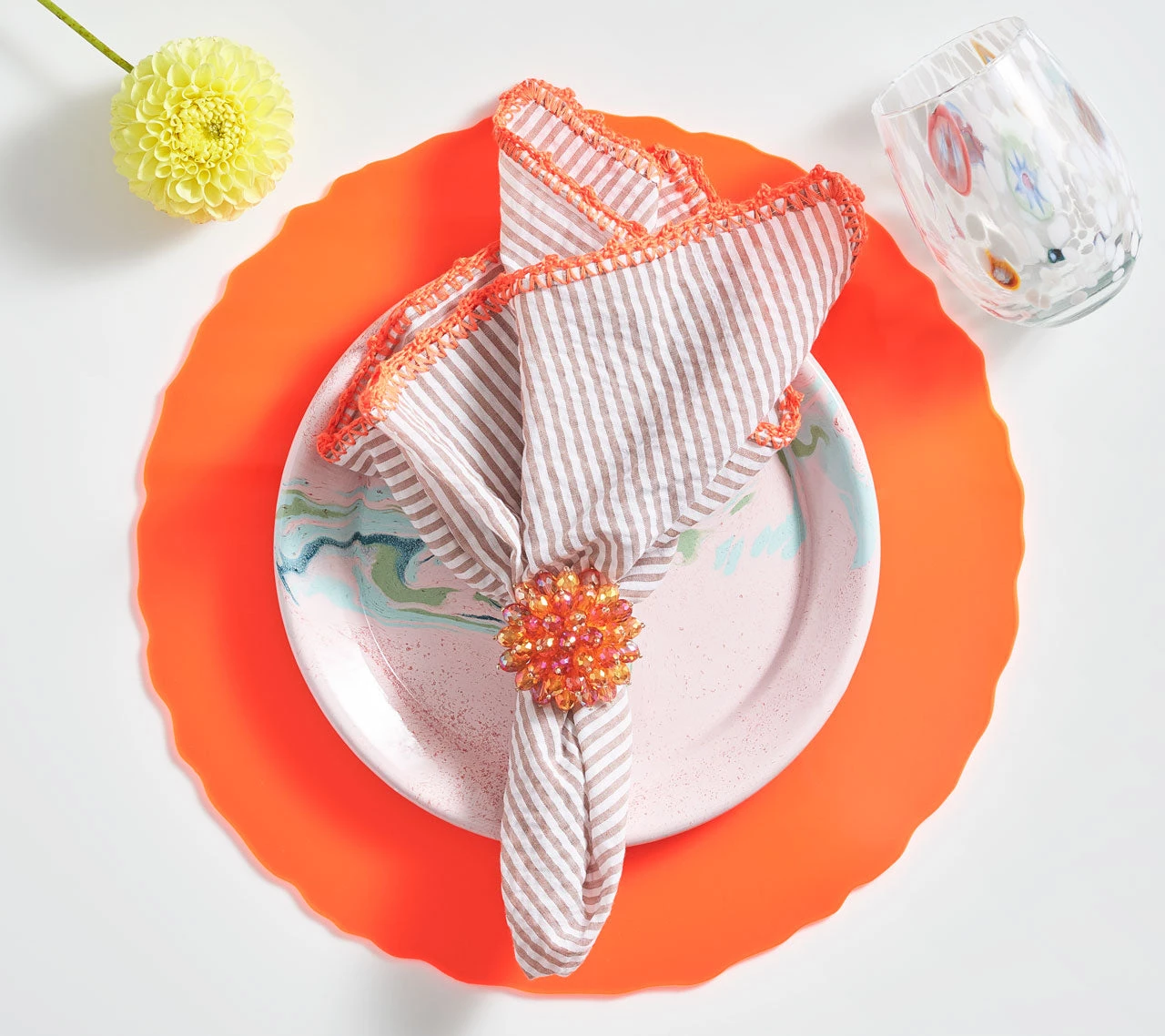 Kim Seybert Pop Placemat In Orange, Set Of 4
