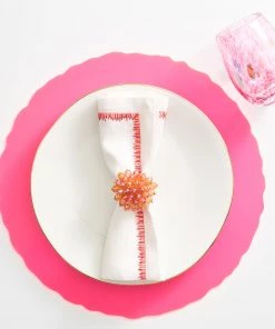 Kim Seybert Napkins Filament Napkin In White & Pink & Orange, Set Of 4