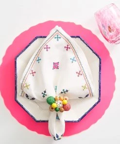 Kim Seybert Java Napkin Ring In Natural & Yellow & Green, Set Of 4