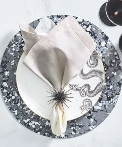 Kim Seybert Placemats Splash Placemat In Gray & Black, Set Of 4