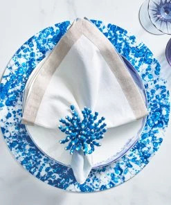Kim Seybert Splash Placemat In White & Blue, Set Of 4