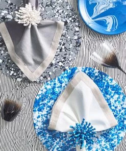 Kim Seybert Splash Placemat In White & Blue, Set Of 4
