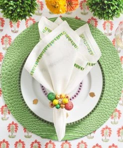 Kim Seybert Java Napkin Ring In Natural & Yellow & Green, Set Of 4