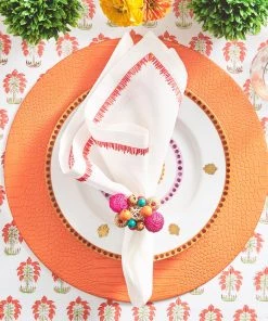 Kim Seybert Napkins Filament Napkin In White & Pink & Orange, Set Of 4