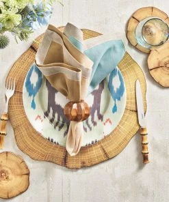 Kim Seybert Woodland Drink Coasters In Natural & Brown, Set Of 4 In A Gift Box