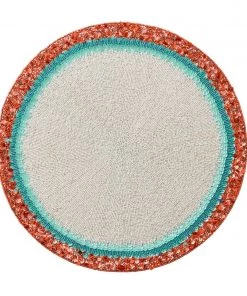 Kim Seybert Placemats Amalfi Placemat In White, Turquoise & Coral, Set Of 4