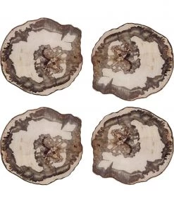 Kim Seybert Petrified Wood Drink Coasters In Multi, Set Of 4 In A Gift Box Dinnerware/Barware