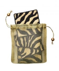 Kim Seybert Serengeti Drink Coasters In Natural & Black, Set Of 4 In A Gift Bag