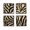 Kim Seybert Serengeti Drink Coasters In Natural & Black, Set Of 4 In A Gift Bag