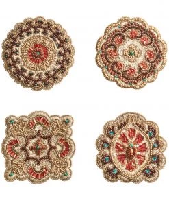 Kim Seybert Suzani Drink Coasters In Multi, Set Of 4, In A Gift Bag
