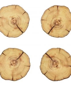 Kim Seybert Woodland Drink Coasters In Natural & Brown, Set Of 4 In A Gift Box