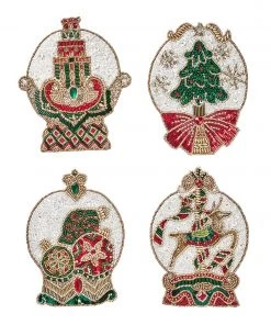 Kim Seybert Snowglobe Drink Coasters In Multi, Set Of 4 In A Gift Bag