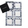 Kim Seybert Shibori Cocktail Napkins In White & Navy, Set Of 6 In A Gift Box