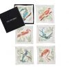 Kim Seybert Dinnerware/Barware Birds Of Paradise Cocktail Napkins In White & Multi, Set Of 6 In A Gift Box
