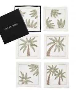 Kim Seybert Palm Coast Cocktail Napkins In Multi, Set Of 6 In A Gift Box