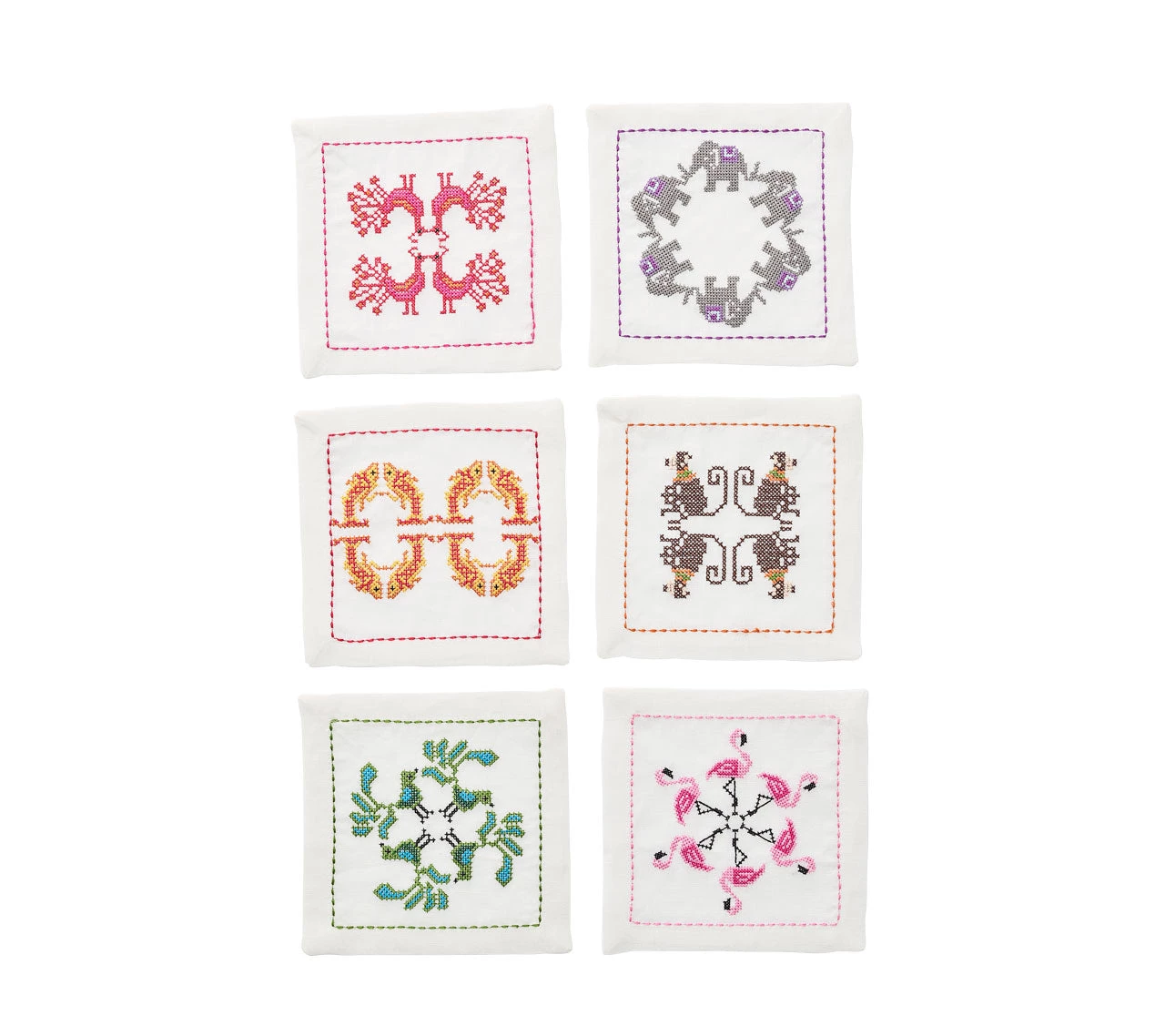Kim Seybert Menagerie Cocktail Napkins In Multi, Set Of 6 In A Gift Box