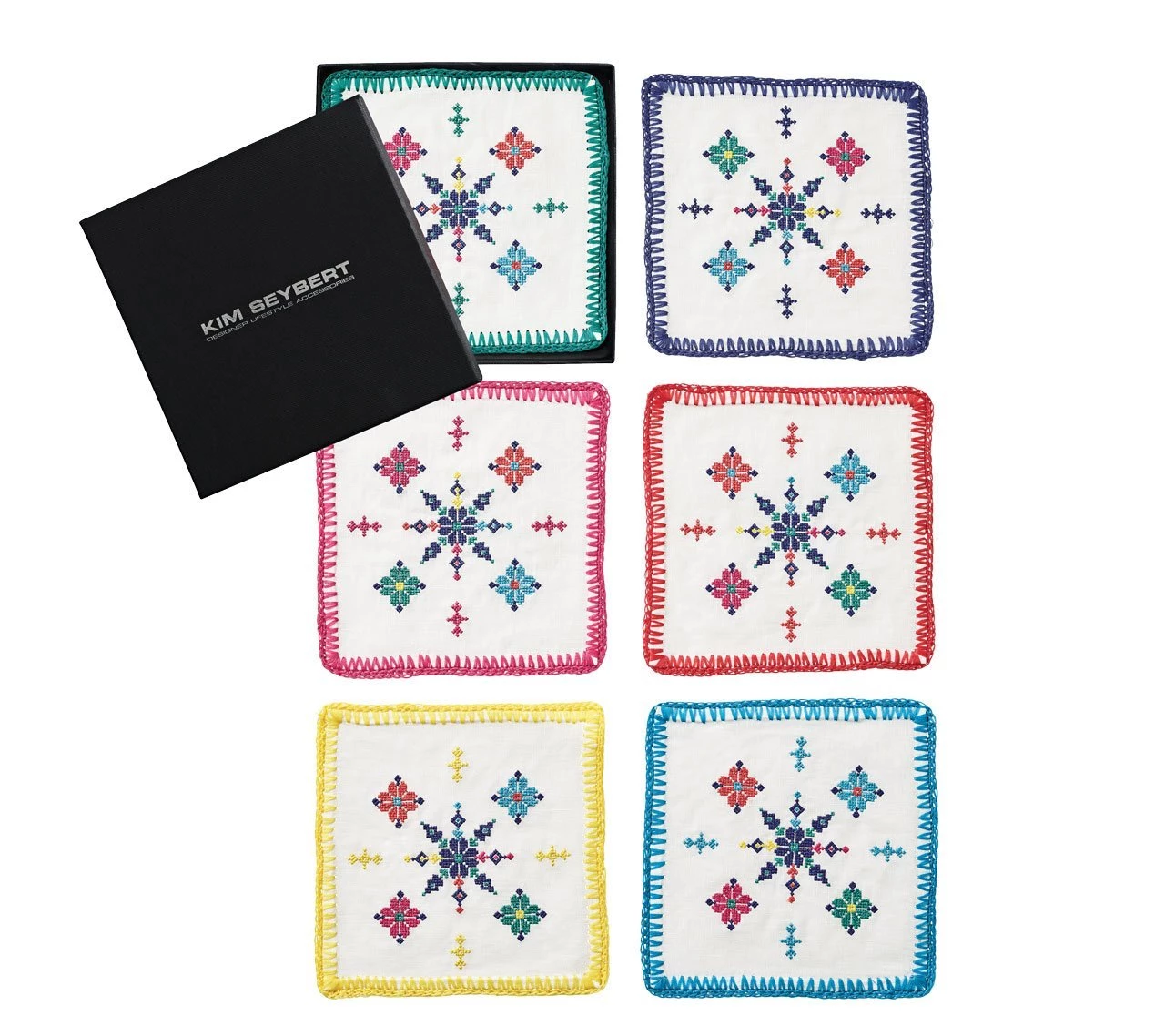 Kim Seybert Fez Cocktail Napkins In Multi, Set Of 6 In A Gift Box