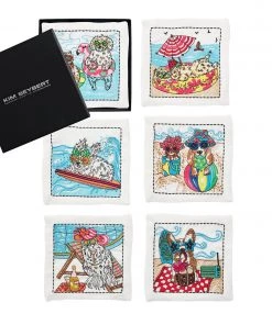 Kim Seybert Bow Meow Cocktail Napkins In Multi, Set Of 6 In A Gift Box