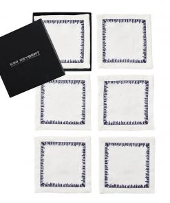 Kim Seybert Filament Cocktail Napkins In Navy, Set Of 6 In A Gift Box