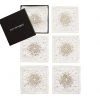 Kim Seybert Starburst Cocktail Napkins In White, Gold & Silver, Set Of 6 In A Gift Box