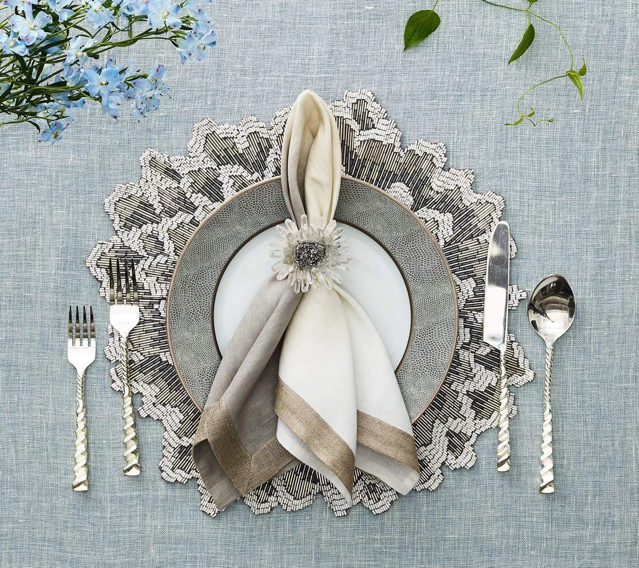 Kim Seybert Napkins Dip Dye Napkin In Gray & Silver, Set Of 4