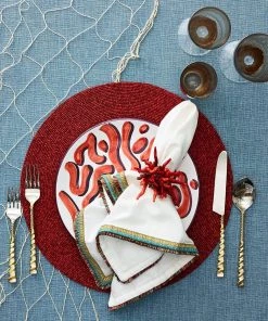 Kim Seybert Spectrum Napkin In White & Multi, Set Of 4 Napkins