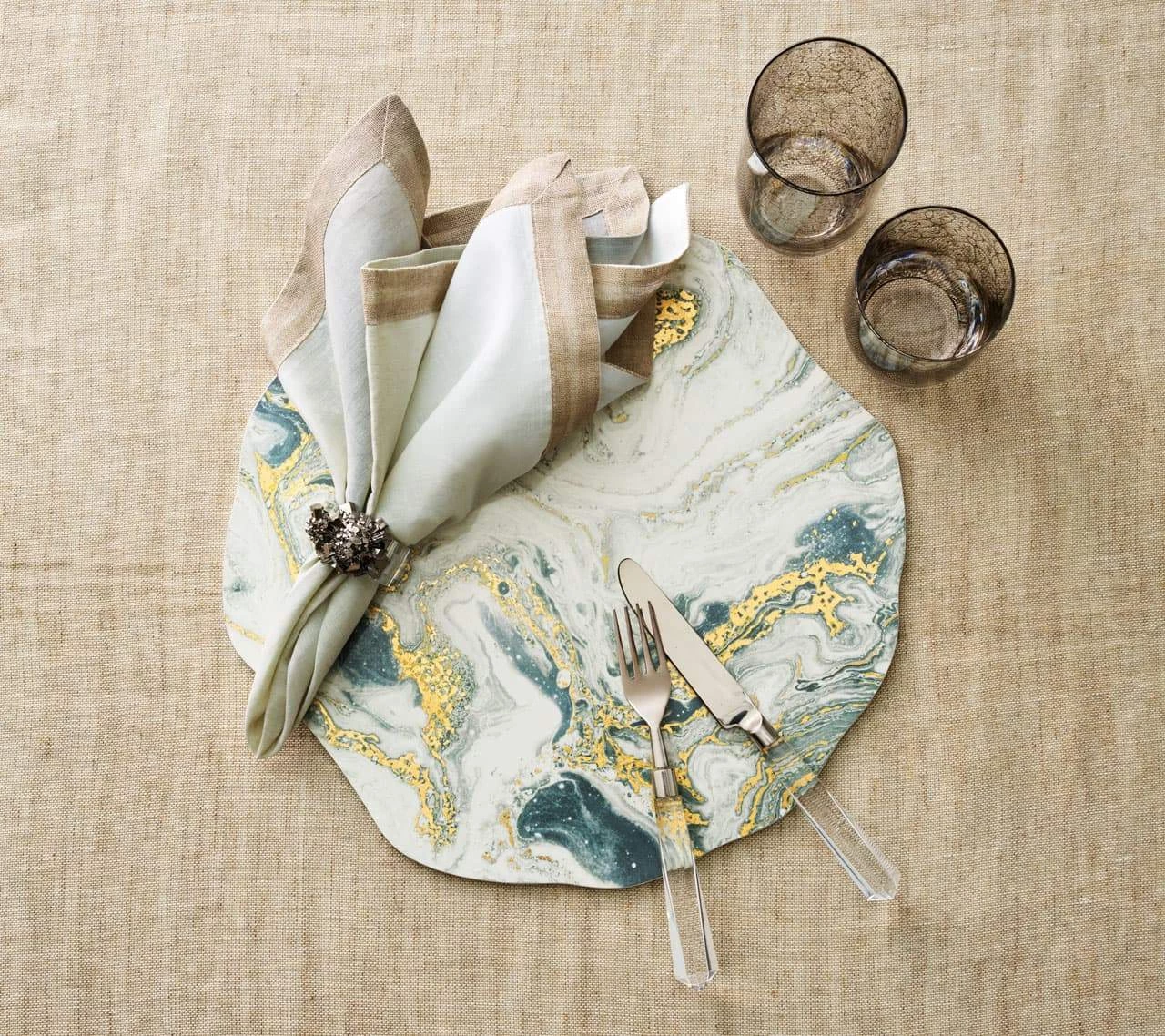 Kim Seybert Napkins Dip Dye Napkin In Gray & Silver, Set Of 4