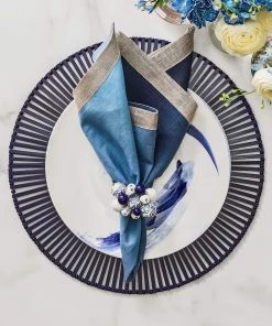 Kim Seybert Dip Dye Napkin In Navy & Blue, Set Of 4 Napkins