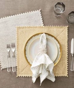 Kim Seybert Napkins Tangier Napkin In White, Gold & Silver, Set Of 4