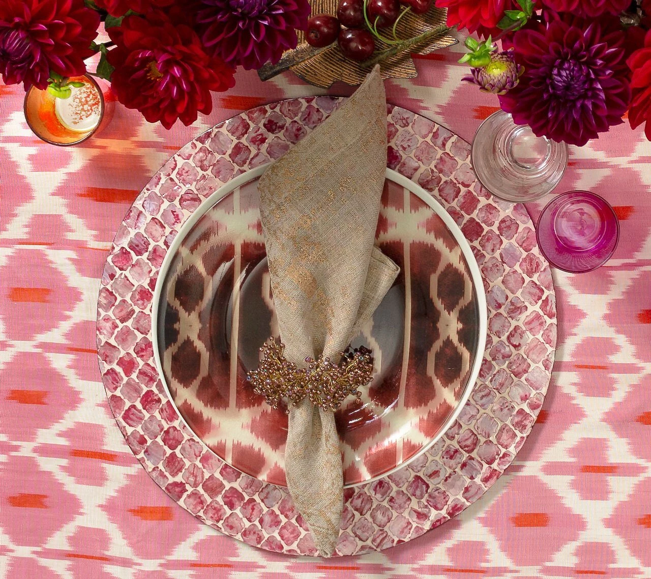 Kim Seybert Distressed Napkin In Natural & Gold, Set Of 4 Napkins