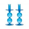 Kim Seybert, Inc. Bella Short Candle Holder In Blue, Set Of 2 In A Box