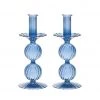 Kim Seybert Bella Short Candle Holder In Cadet, Set Of 2 In A Box Home Decor