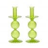 Kim Seybert Bella Short Candle Holder In Green, Set Of 2 In A Box Home Decor