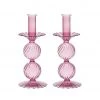 Kim Seybert Home Decor Bella Short Candle Holder In Lavender, Set Of 2 In A Box