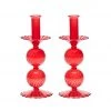 Kim Seybert, Inc. Home Decor Bella Short Candle Holder In Red, Set Of 2 In A Box