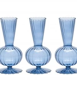 Kim Seybert Tess Bud Vase In Cadet, Set Of 3 In A Box