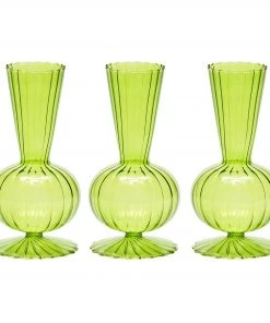 Kim Seybert Tess Bud Vase In Green, Set Of 3 In A Box Home Decor