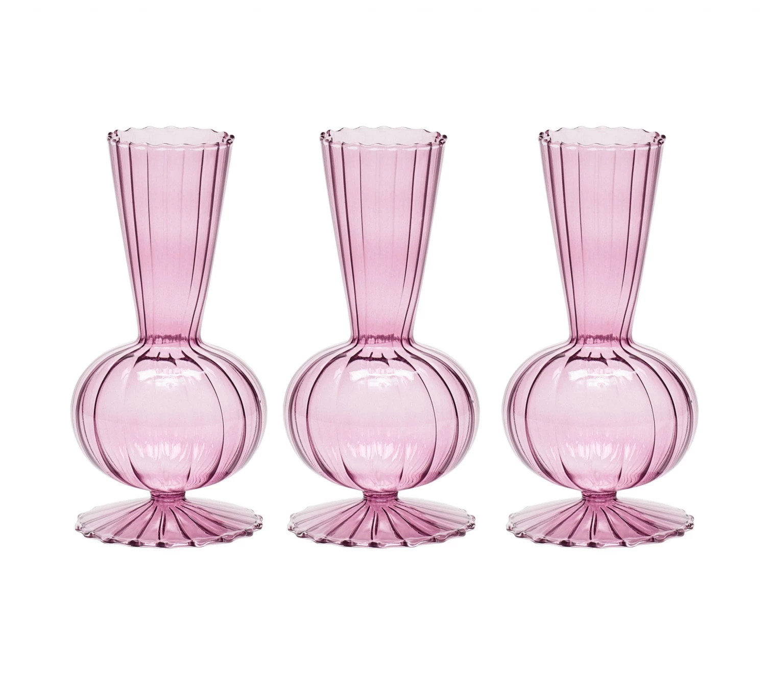 Kim Seybert Home Decor Tess Bud Vase In Lavender, Set Of 3 In A Box