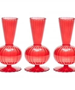 Kim Seybert, Inc. Tess Bud Vase In Red, Set Of 3 In A Box