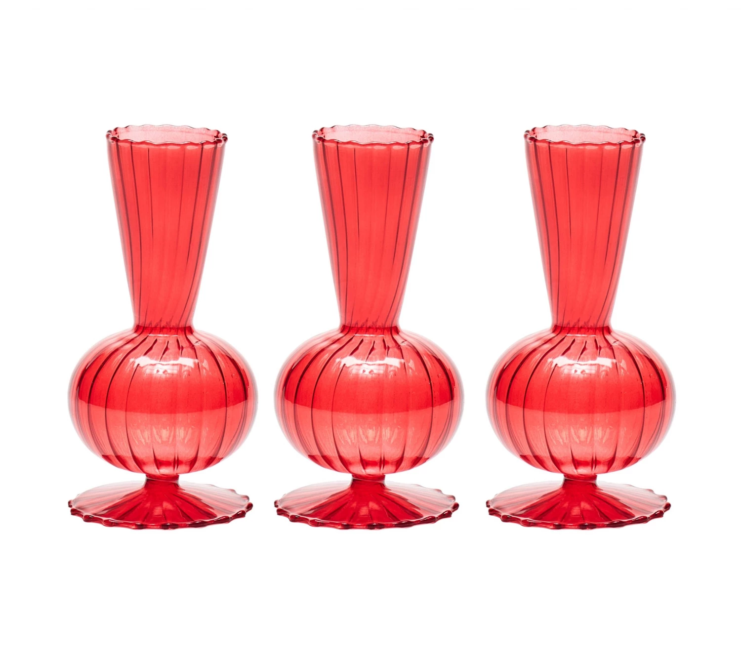Kim Seybert, Inc. Tess Bud Vase In Red, Set Of 3 In A Box
