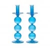Kim Seybert, Inc. Iris Tall Candle Holder In Blue, Set Of 2 In A Box