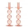 Kim Seybert Home Decor Iris Tall Candle Holder In Blush, Set Of 2 In A Box